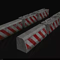 Concrete Road Barriers With Red And White Stripes For Traffic Safety And Road Separation