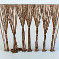 Natural Brown Reed Woven Curtains with White Ties for Home Window Decor
