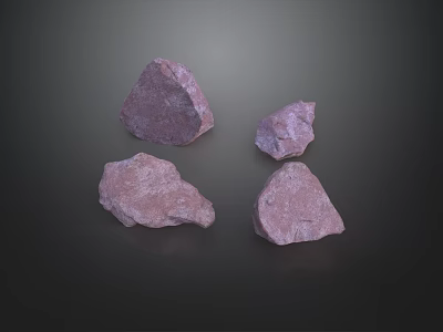 Several Natural Decorative Rockery Stones With Pinkish Surface For Garden Landscaping 3d model
