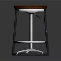 Three Stylish Bar Stools With Leather Seats And Metal Legs In Blue Brown Colors