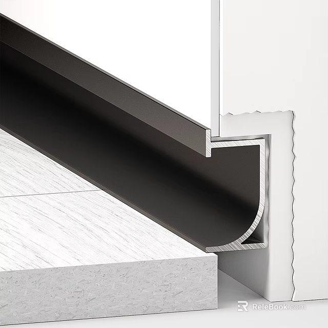 Black Metal Corner Trim Design Detail For Floor And Wall Connection Edge 3d model 