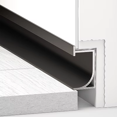 Black Metal Corner Trim Design Detail For Floor And Wall Connection Edge 3d model