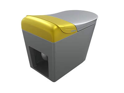 Yellow And Gray Box Shaped Container With Square Opening And Inner Ball 3d model