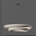 Modern Double Ring Pendant Light With White Circular Shades And Sleek Hanging Structure 3d model