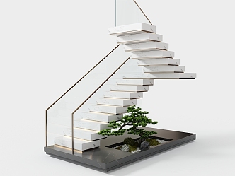 Modern Stairs Suspended Stairs Landscape Marble Stairs 3d model