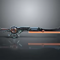 Futuristic Mechanical Blade Weapon With Black Orange Metallic Components And Gear Structure 3d model