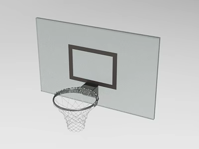 Professional Tempered Glass Basketball Backboard With Metal Hoop And Nylon Net 3d model