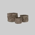 Textured Stone Planters In Three Various Sizes For Architectural Decoration