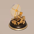 Golden Satellite Antenna Model With Parabolic Dish And Mechanical Base Structure 3d model