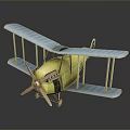 Vintage Style Toy Biplane Model With Yellow Body And Light Blue Wings