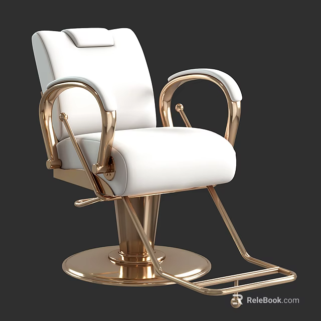 Elegant White Massage Chair with Gold Metal Frame and Leather Upholstery Design 3d model 