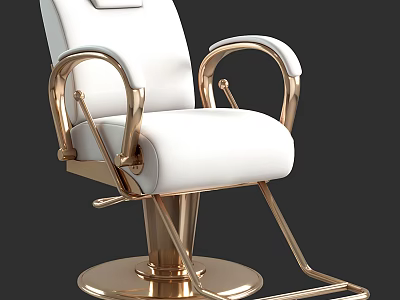 Elegant White Massage Chair with Gold Metal Frame and Leather Upholstery Design 3d model