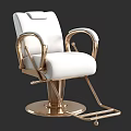 Elegant White Massage Chair with Gold Metal Frame and Leather Upholstery Design