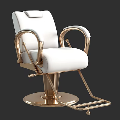 Elegant White Massage Chair with Gold Metal Frame and Leather Upholstery Design 3d model