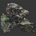 Natural Wood And Stone Decorative Piece With River Pattern And Green Blue Gray Tones