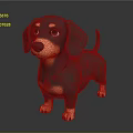 Cartoon Dachshund 3D Model Figure With Black Orange Coat And Shiny Reflective Surface