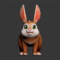 Cute Orange Rabbit Cartoon Character With Long Ears And Green Eyes