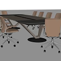 Modern Conference Table With Multiple Rolling Chairs And Sleek Contemporary Design 3d model