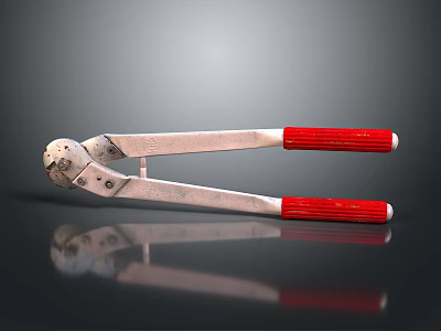Red Handle Metal Cutting Pliers Tool On Reflective Black Surface 3d model