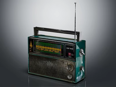 Vintage Green Radio Speaker With Antenna Knobs And Retro Display Panel 3d model