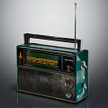Vintage Green Radio Speaker With Antenna Knobs And Retro Display Panel 3d model