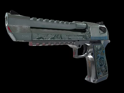 Modern Tactical Pistol With Engraved Design And Silver Dark Finish Details 3d model