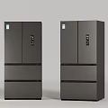 Sleek Modern Black Multi Door Refrigerators With Digital Controls And Storage Drawers 3d model