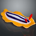 Vibrant Nudibranch Aquatic Animal With Yellow Edged Blue And White Striped Body And Red Tentacles