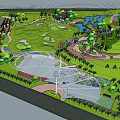 Scenic Park Design With Green Lawns Lakes Trees And Recreational Buildings