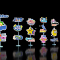 Colorful Cartoon Guide Signs With Various Shapes And Fun Icons Design