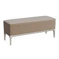 Light Brown Fabric Upholstered Sofa Bench With White Legs Modern Design 3d model