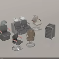 Modern Salon Furniture Collection With Barber Chairs Shampoo Stations And Tool Cabinets