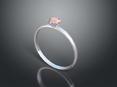 Shiny Silver Ring with Pink Gemstone Minimalist Design Elegant Accessory for Daily Wear 3d model