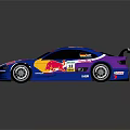 Blue Racing Car With Red Bull Livery Rear Wing And Aerodynamic Design