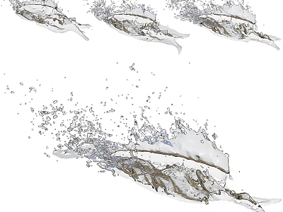Decorative Garden Water Ornament With Splashing Droplets And Flowing Stream 3d model