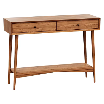 Modern Wooden Dining Table With Two Drawers And Lower Shelf Design 3d model