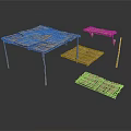 Handcrafted Wooden Furniture Set With Table And Platforms In Natural Design