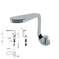 Modern Chrome Faucet with Technical Drawing Specifications and Detailed Dimensions 3d model