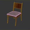 Classic Single Chair with Wooden Frame and Patterned Upholstered Seat Design