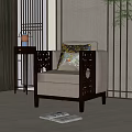 New Chinese-style Single Sofa 3d model