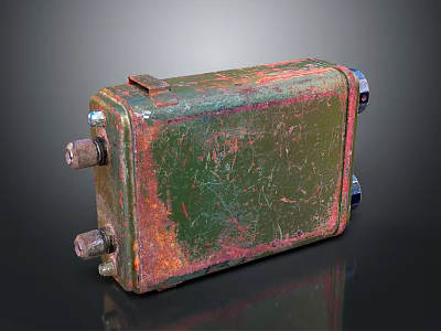 Rusted Green Metal Box With Vintage Industrial Bolts And Worn Surface 3d model