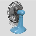 Modern Blue Electric Fan with Blue Base Black Metal Grill and Control Panel