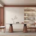 Middle-ancient style restaurant table and chairs 3d model