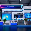 Modern Exhibition Booth With Company Logo Corporate Image Display And Digital Screens