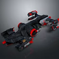 Futuristic Sci Fi Spaceship With Black Red Design And Detailed Engine Wing Structure 3d model