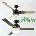 Hunter Ceiling Fans With Wooden Blades Metal Accents And Lights For Home Use