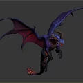 Game Movie Character Blue Purple Dragon with Detailed Wings 3D Rendered Fantasy Mythical Creature Design