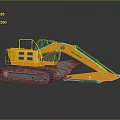 Yellow Crawler Excavator With Cab Arm And Bucket On Tracked Chassis