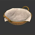 Household Woven Basket With Light Linen Lining And Brown Rattan Handles