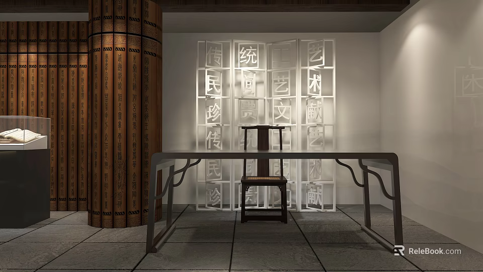 Traditional Chinese Tobacco And Alcohol Store Interior With Wooden Shelves And Product Displays 3d model 